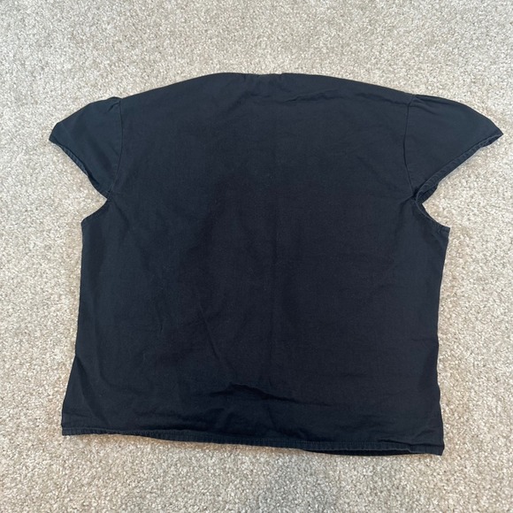 John Galt Brandy Melville Black Dainty Tie Front Cap Sleeve Cotton Top OS Small - Picture 4 of 5
